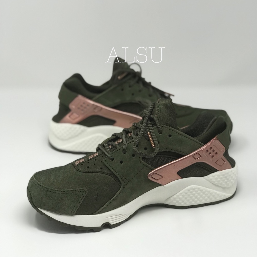 Nike Air Huarache Run Suede Olive Canvas Rose W - Picture 2 of 8